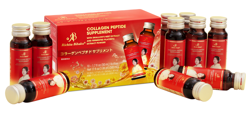 Richita Collagen Peptide Supplement Box and Bottles